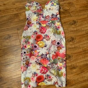Asos Used Flower Corset Midi Dress